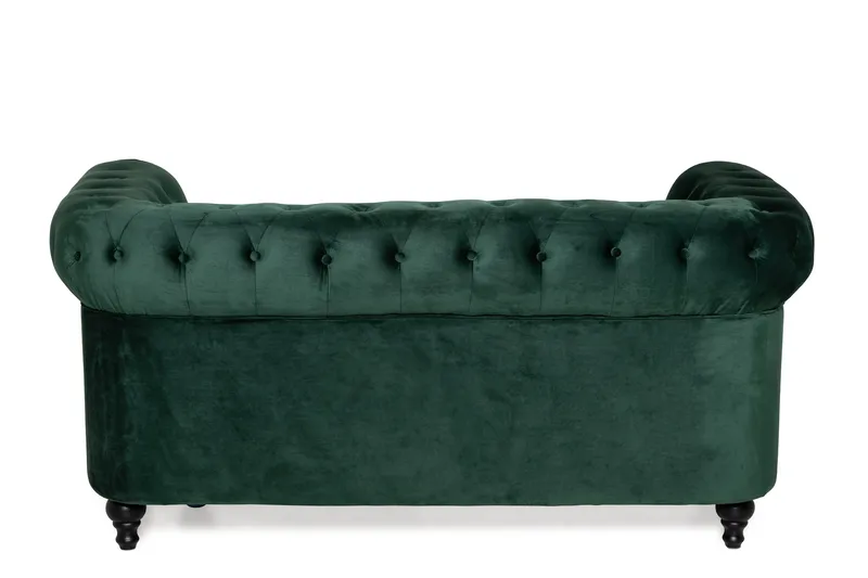 Chesterfield Lyx 2-sits Liten sammetssoffa - Djup soffa 160 cm bred - Mörkgrön - Möbler - Soffa - Howardsoffa