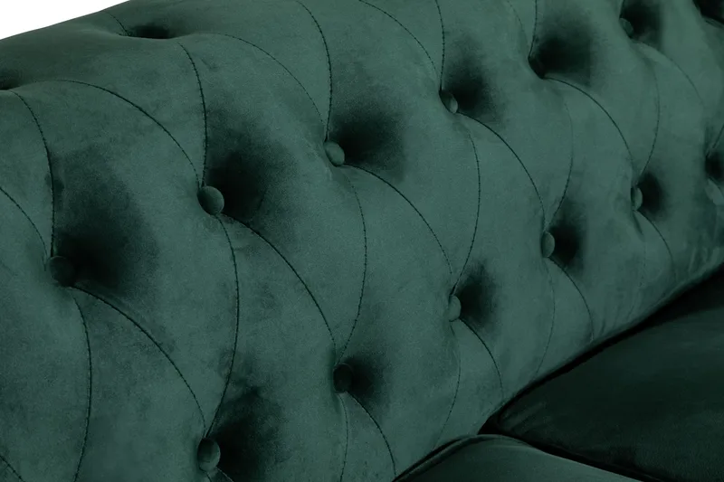 Chesterfield Lyx 2-sits Liten sammetssoffa - Djup soffa 160 cm bred - Mörkgrön - Möbler - Soffa - Howardsoffa