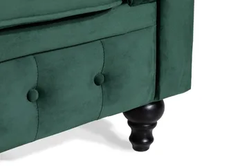 Chesterfield Lyx 2-sits Liten sammetssoffa - Djup soffa 160 cm bred - Mörkgrön - Möbler - Soffa - Howardsoffa