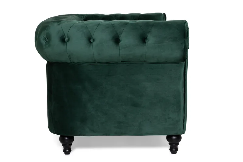 Chesterfield Lyx 2-sits Liten sammetssoffa - Djup soffa 160 cm bred - Mörkgrön - Möbler - Soffa - Howardsoffa