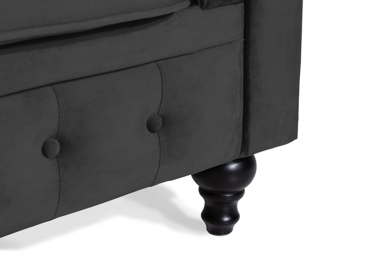 Chesterfield Lyx 2-sits Liten sammetssoffa - Djup soffa 160 cm bred - Svart - Möbler - Soffa - Howardsoffa
