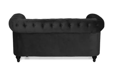 Chesterfield Lyx 2-sits Liten sammetssoffa - Djup soffa 160 cm bred - Svart - Möbler - Soffa - Howardsoffa