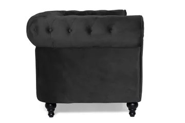 Chesterfield Lyx 2-sits Liten sammetssoffa - Djup soffa 160 cm bred - Svart - Möbler - Soffa - Howardsoffa