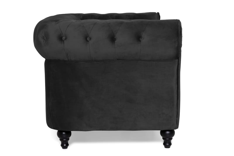 Chesterfield Lyx 2-sits Liten sammetssoffa - Djup soffa 160 cm bred - Svart - Möbler - Soffa - Howardsoffa