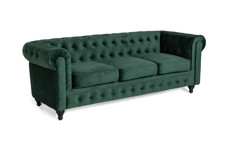 Chesterfield Lyx 3 sits Sammetssoffa - Djup soffa - Grön - Möbler - Soffa - Howardsoffa