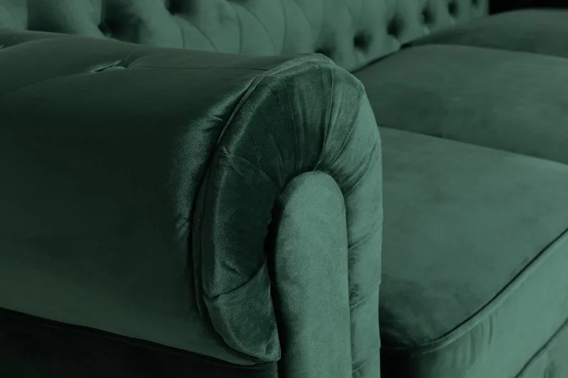 Chesterfield Lyx 3 sits Sammetssoffa - Djup soffa - Mörkgrön / Grön - Möbler - Soffa - Howardsoffa