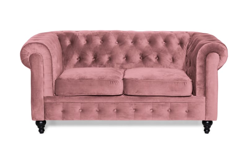 Chesterfield Lyx Sammetssoffa 2-sits - Rostrosa - Möbler - Soffa - Howardsoffa
