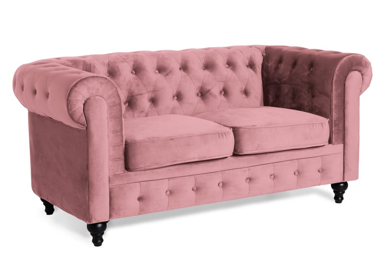 Chesterfield Lyx Sammetssoffa 2-sits - Rostrosa - Möbler - Soffa - Howardsoffa