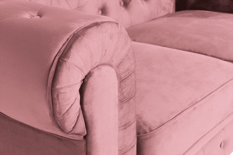 Chesterfield Lyx Sammetssoffa 2-sits - Rostrosa - Möbler - Soffa - Howardsoffa