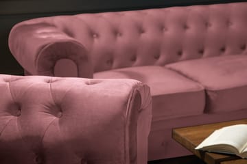 Chesterfield Lyx Sammetssoffa 2-sits - Rostrosa - Möbler - Soffa - Howardsoffa