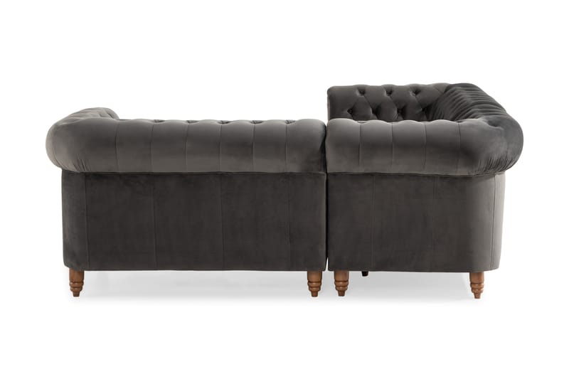 Hörnsoffa Chester Deluxe - Grå - 4 sits soffa - Chesterfield soffa - Howardsoffa