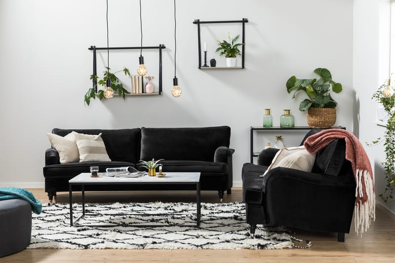 Howard Classic 2-sits Svängd Sammetssoffa - Svart - Möbler - Soffa - Howardsoffa