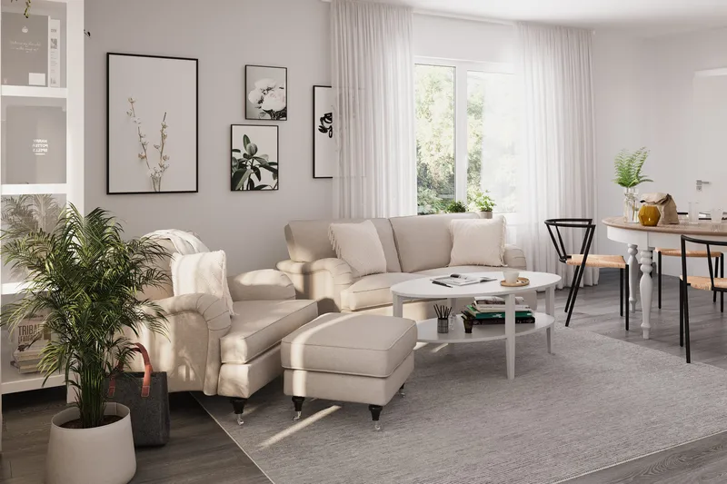 Howard Classic 3-sits Svängd Tygsoffa - Beige - Möbler - Soffa - Howardsoffa