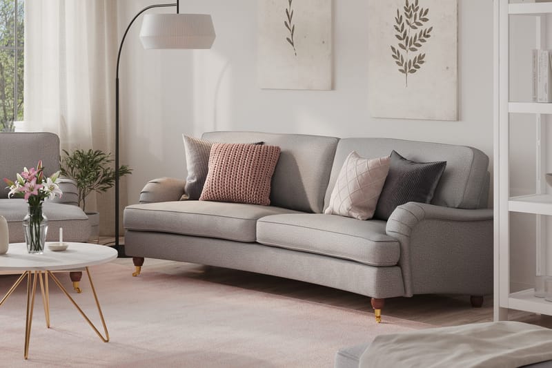 Howard Lyx 3-sits Svängd Tygsoffa - Ljusgrå - Möbler - Soffa - Howardsoffa