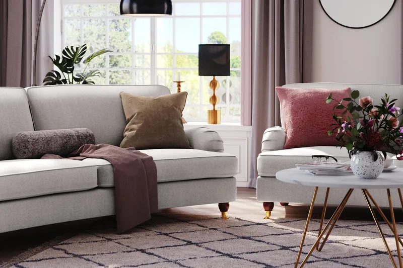 Howard Lyx 3-sits Svängd Tygsoffa - Ljusgrå - Möbler - Soffa - Howardsoffa