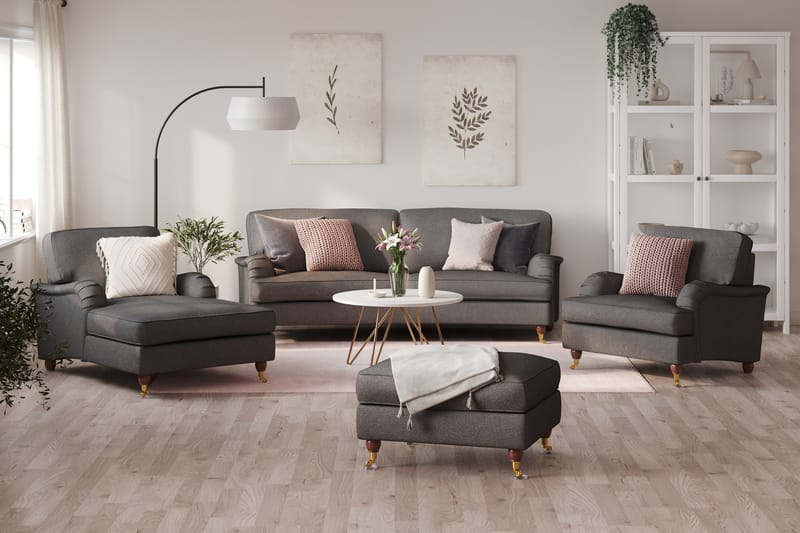 Howard Lyx 3-sits Svängd Tygsoffa - Mörkgrå - Möbler - Soffa - Howardsoffa