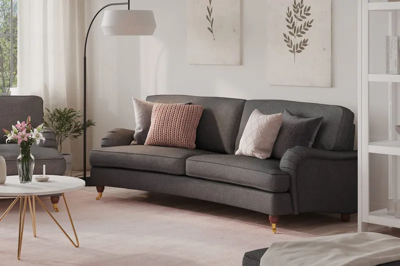 Howard Lyx 3-sits Svängd Tygsoffa - Mörkgrå - Möbler - Soffa - Howardsoffa