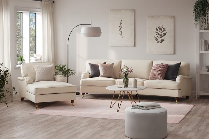 Howard Lyx 4-sits Svängd Tygsoffa - Beige - Möbler - Soffa - Howardsoffa