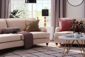 Howard Lyx 4-sits Svängd Tygsoffa - Beige - Möbler - Soffa - Howardsoffa