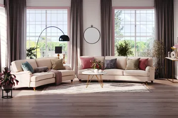 Howard Lyx 4-sits Svängd Tygsoffa - Beige - Möbler - Soffa - Howardsoffa