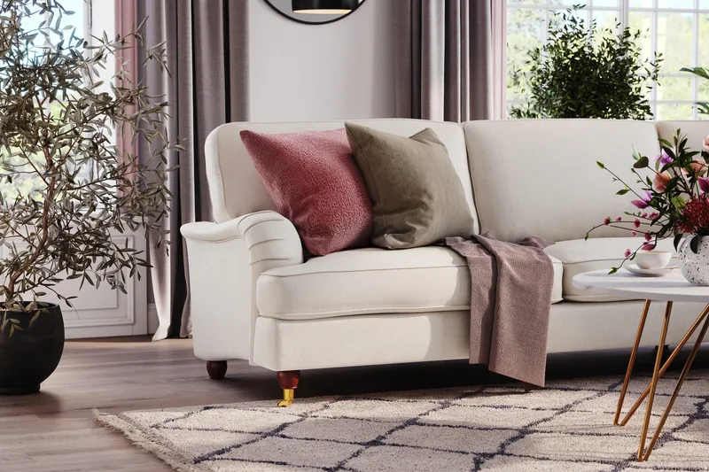 Howard Lyx 6-sits Högervänd L-formad Hörnsoffa i Sammet - Krämvit - Möbler - Soffa - Howardsoffa