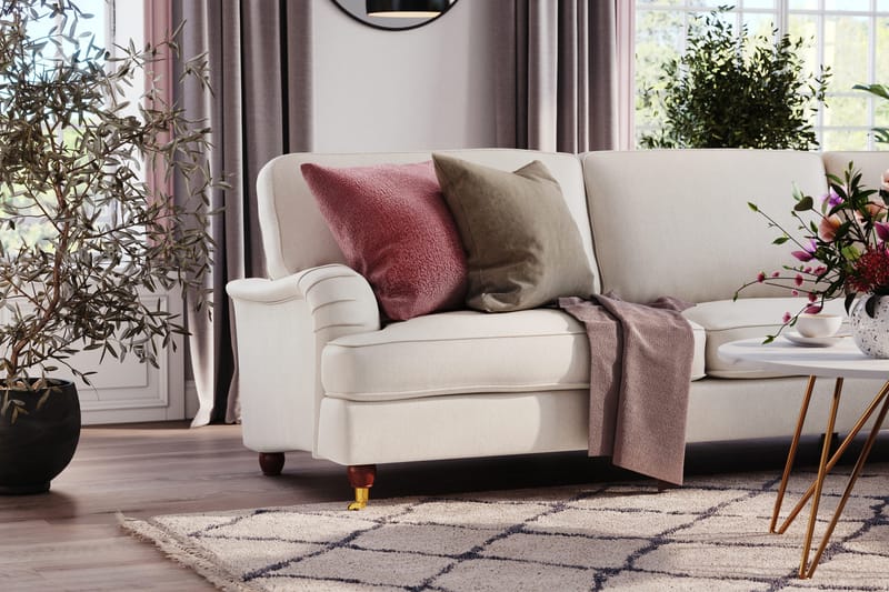 Howard Lyx 6-sits Högervänd L-formad Hörnsoffa i Sammet - Krämvit - Möbler - Soffa - Howardsoffa