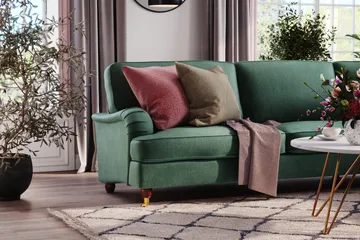 Howard Lyx 6-sits Högervänd L-formad Hörnsoffa i Sammet - Mörkgrön - Möbler - Soffa - Howardsoffa