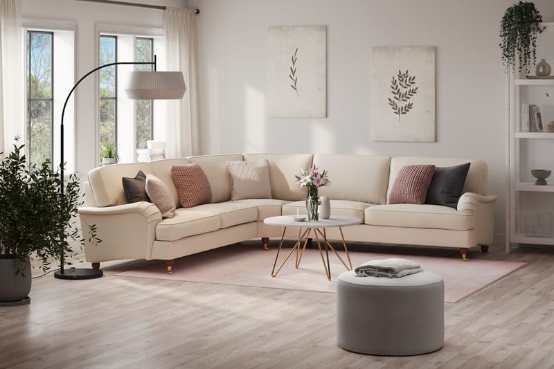 Howard Lyx 6-sits Högervänd L-formad Hörnsoffa i Tyg - Beige - Möbler - Soffa - Howardsoffa