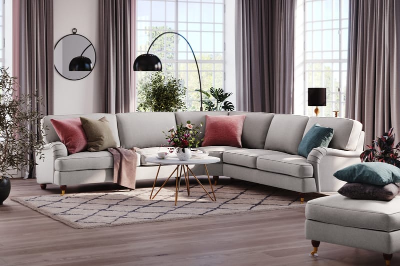 Howard Lyx 6-sits Högervänd L-formad Hörnsoffa i Tyg - Ljusgrå - Möbler - Soffa - Howardsoffa