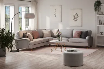 Howard Lyx 6-sits Högervänd L-formad Hörnsoffa i Tyg - Ljusgrå - Möbler - Soffa - Howardsoffa