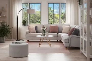 Howard Lyx 6-sits Högervänd L-formad Hörnsoffa i Tyg - Ljusgrå - Möbler - Soffa - Howardsoffa