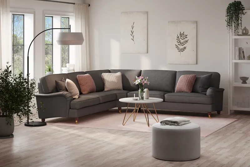 Howard Lyx 6-sits Högervänd L-formad Hörnsoffa i Tyg - Mörkgrå - Möbler - Soffa - Howardsoffa