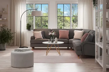 Howard Lyx 6-sits Högervänd L-formad Hörnsoffa i Tyg - Mörkgrå - Möbler - Soffa - Howardsoffa