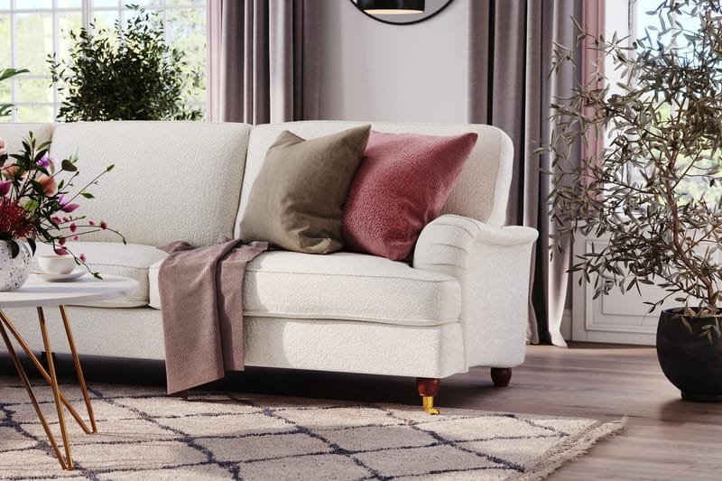 Howard Lyx 6-sits Vänstervänd L-formad Hörnsoffa i Bouclé - Vit - Möbler - Soffa - Howardsoffa