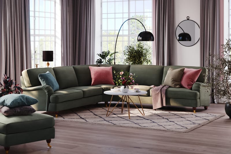 Howard Lyx 6-sits Vänstervänd L-formad Hörnsoffa i Manchester - Mörkgrön - Möbler - Soffa - Howardsoffa