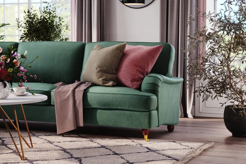 Howard Lyx 6-sits Vänstervänd L-formad Hörnsoffa i Sammet - Mörkgrön - Möbler - Soffa - Howardsoffa