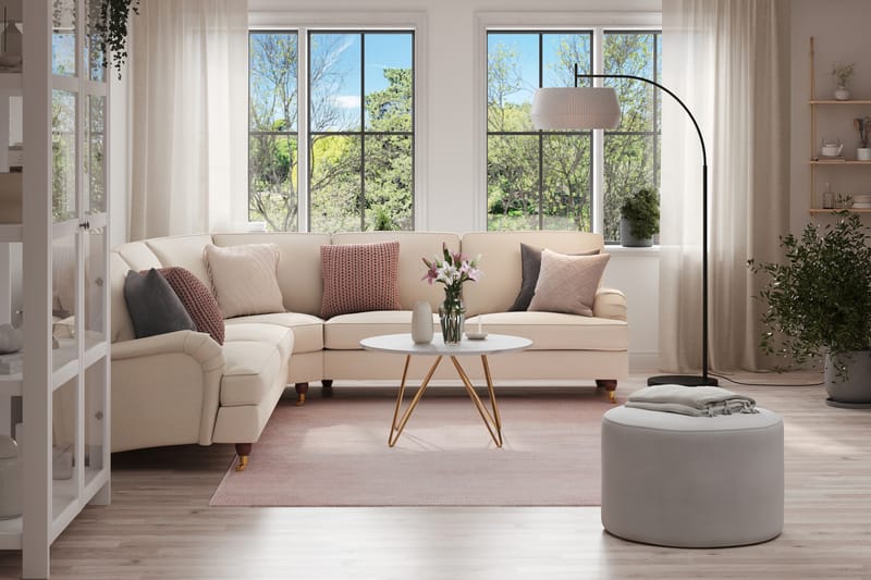 Howard Lyx 6-sits Vänstervänd L-formad Hörnsoffa i Tyg - Beige - Möbler - Soffa - Howardsoffa