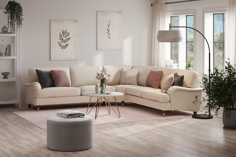 Howard Lyx 6-sits Vänstervänd L-formad Hörnsoffa i Tyg - Beige - Möbler - Soffa - Howardsoffa