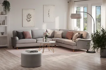 Howard Lyx 6-sits Vänstervänd L-formad Hörnsoffa i Tyg - Ljusgrå - Möbler - Soffa - Howardsoffa