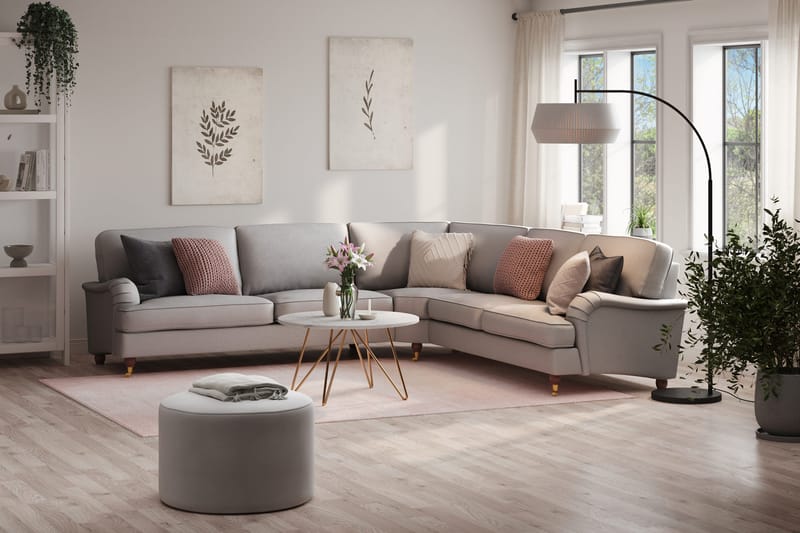 Howard Lyx 6-sits Vänstervänd L-formad Hörnsoffa i Tyg - Ljusgrå - Möbler - Soffa - Howardsoffa