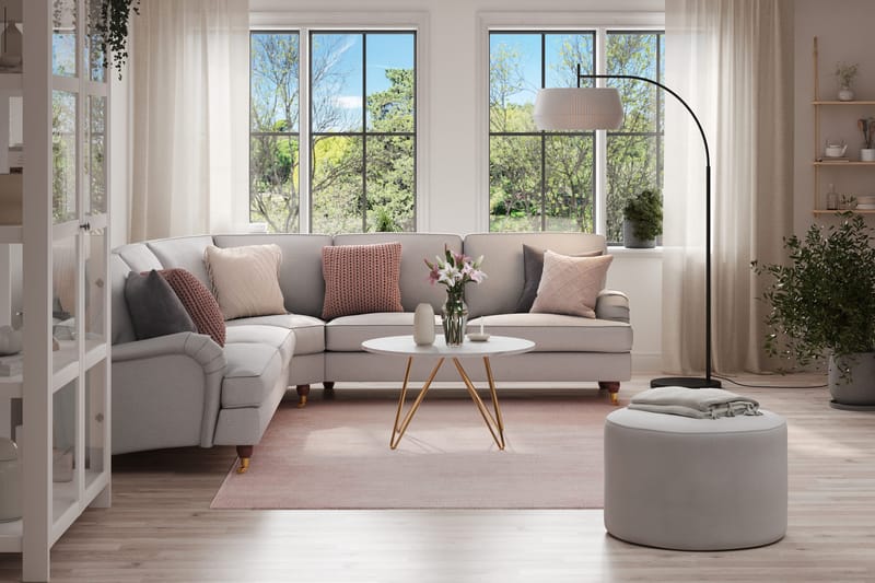 Howard Lyx 6-sits Vänstervänd L-formad Hörnsoffa i Tyg - Ljusgrå - Möbler - Soffa - Howardsoffa