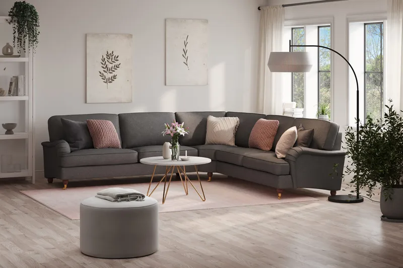 Howard Lyx 6-sits Vänstervänd L-formad Hörnsoffa i Tyg - Mörkgrå - Möbler - Soffa - Howardsoffa