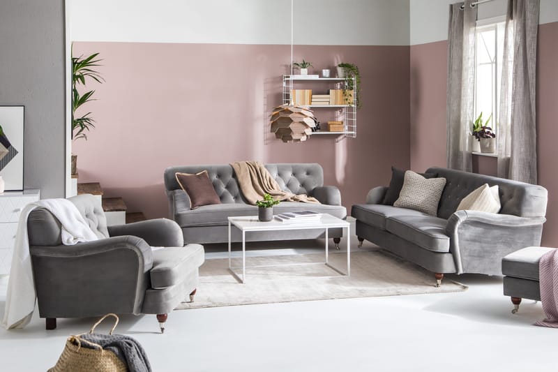 Howard Riviera 2-sits Sammetssoffa - Ljusgrå - Möbler - Soffa - Howardsoffa