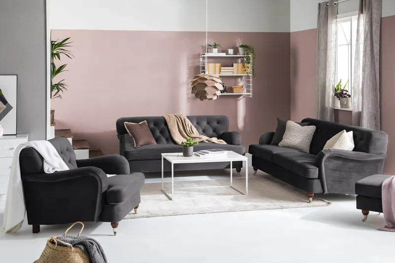 Howard Riviera 2-sits Sammetssoffa - Mörkgrå - Möbler - Soffa - Howardsoffa