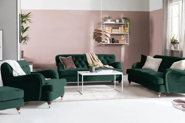 Howard Riviera 3-sits Svängd Sammetssoffa - Grön - Möbler - Soffa - Howardsoffa