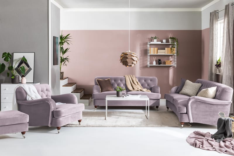 Howard Riviera 3-sits Svängd Sammetssoffa - Lila - Möbler - Soffa - Howardsoffa