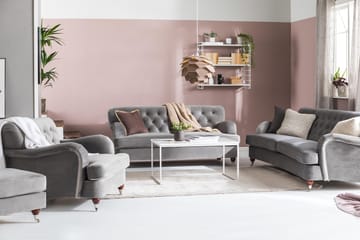 Howard Riviera 3-sits Svängd Sammetssoffa - Ljusgrå - Möbler - Soffa - Howardsoffa