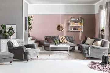 Howard Riviera 3-sits Svängd Sammetssoffa - Ljusgrå - Möbler - Soffa - Howardsoffa