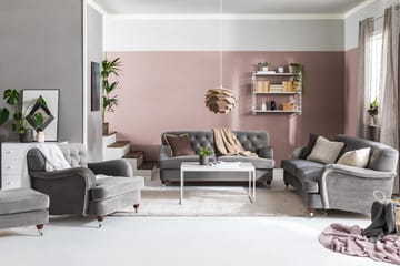 Howard Riviera 3-sits Svängd Sammetssoffa - Ljusgrå - Möbler - Soffa - Howardsoffa