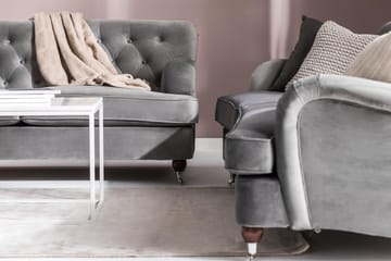 Howard Riviera 3-sits Svängd Sammetssoffa - Ljusgrå - Möbler - Soffa - Howardsoffa